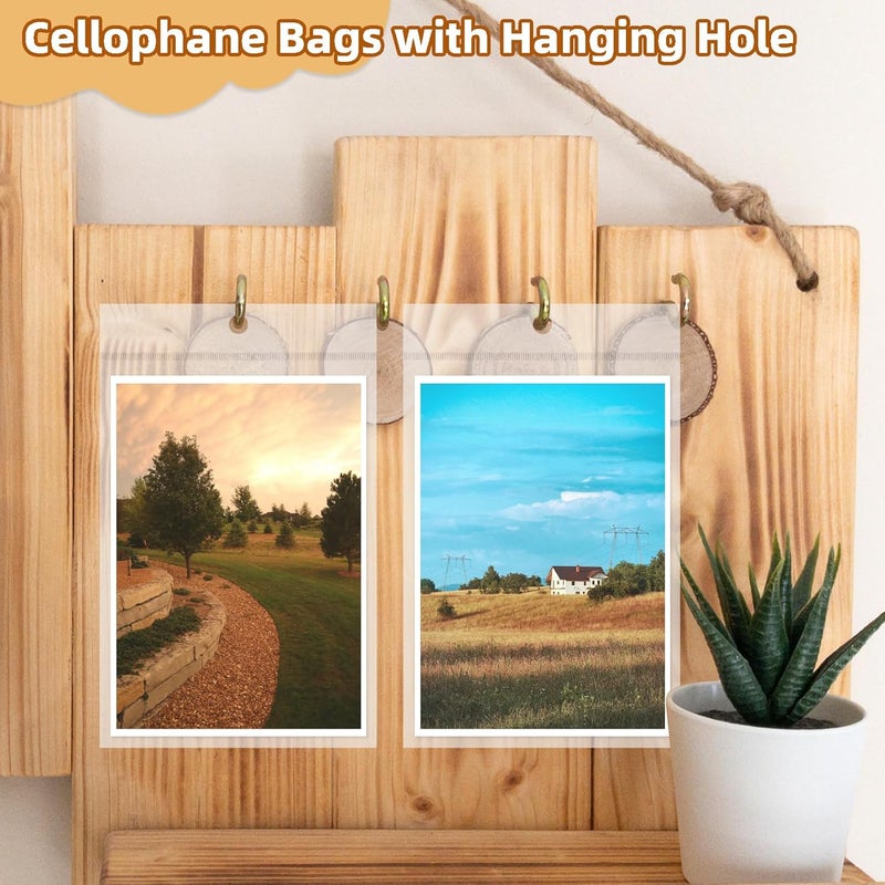 Morepack 5x7 Inches Hanging Hole Self Sealing Cellophane Bags Self Adhesive, 100 Pieces Clear Resealable Cellophane Bags with hanging header for Jewelry Earring Necklace - Image 5